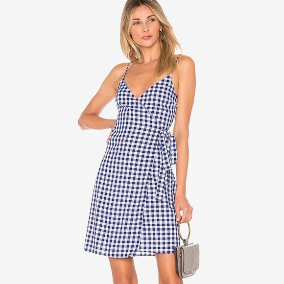 L’Academie The Martin Dress Small Blue Gingham Wrap Mini Girlcore Picnic Summer - Picture 3 of 10